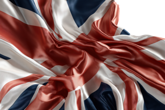 Detailed close-up of a waving Union Jack flag