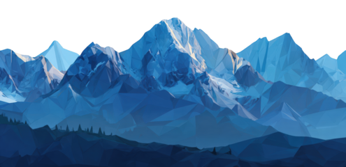 Stylized mountain range, cool blue tones