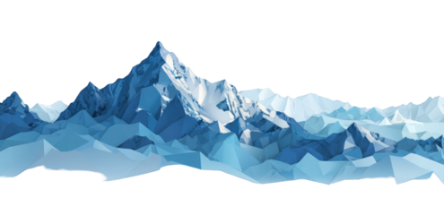 A stylized, low-poly illustration of a mountain range