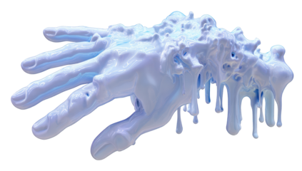 Abstract hand, melting light blue