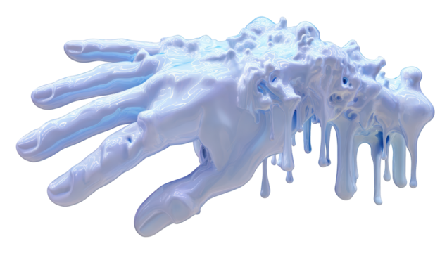 Abstract hand, melting light blue