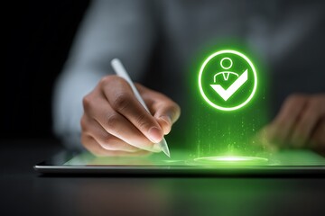 Digital signature verification and approval on a tablet