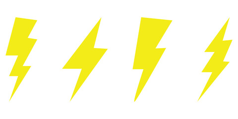  Lightning silhouette set. Glowing isolated lightning icon on white background. Different shapes vector isolated lightning set. Abstract thunder icon. EPS 10. Glowing charge elements. 