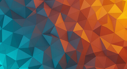 Vibrant Low Poly Abstract Background Featuring a Seamless Blend of Teal Blue and Warm Orange Hues