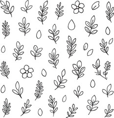 Seamless Black and White Floral Doodle Pattern