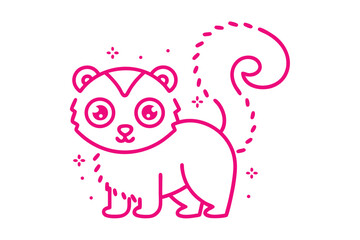 Cute Pink Bush Baby on White Background with Sparkles Icon