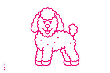 Charming Pink Poodle Illustration, Cute Style Outline on White Background,