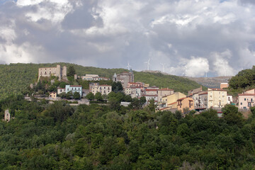 Fototapeta premium Panoramic view of Carpinone village in Molise, Italy