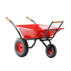 Red metal garden wheelbarrow