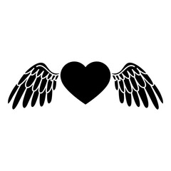 Angel wings icon vector. Heart with wings illustration sign. Valentines symbol or logo.