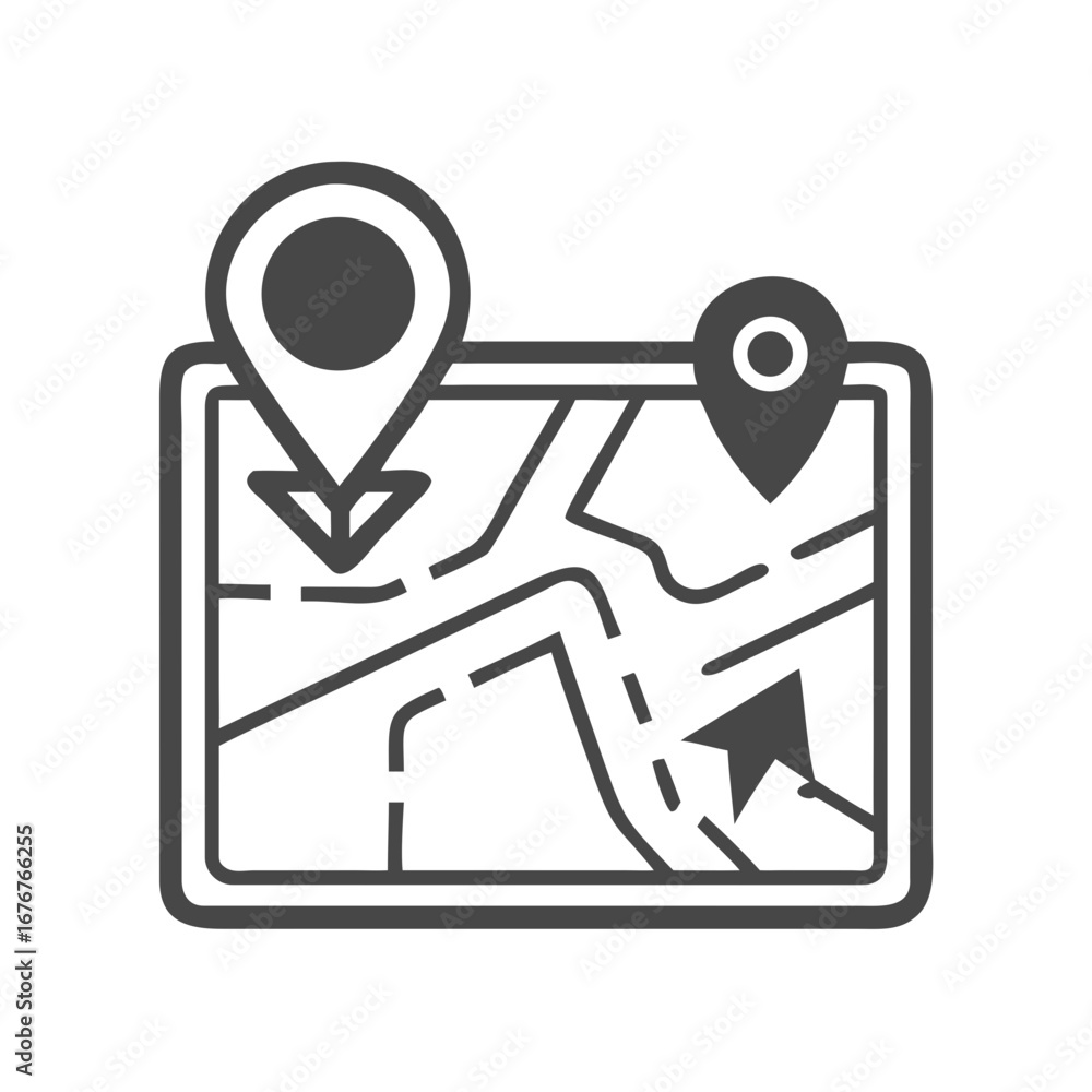 Poster city map with navigation arrow and pins vector