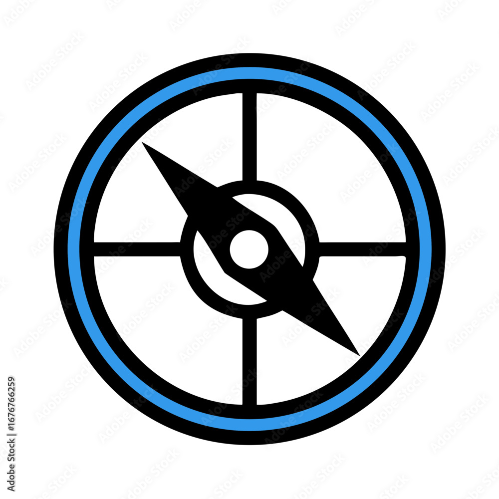 Poster round compass with black arrow navigation vector