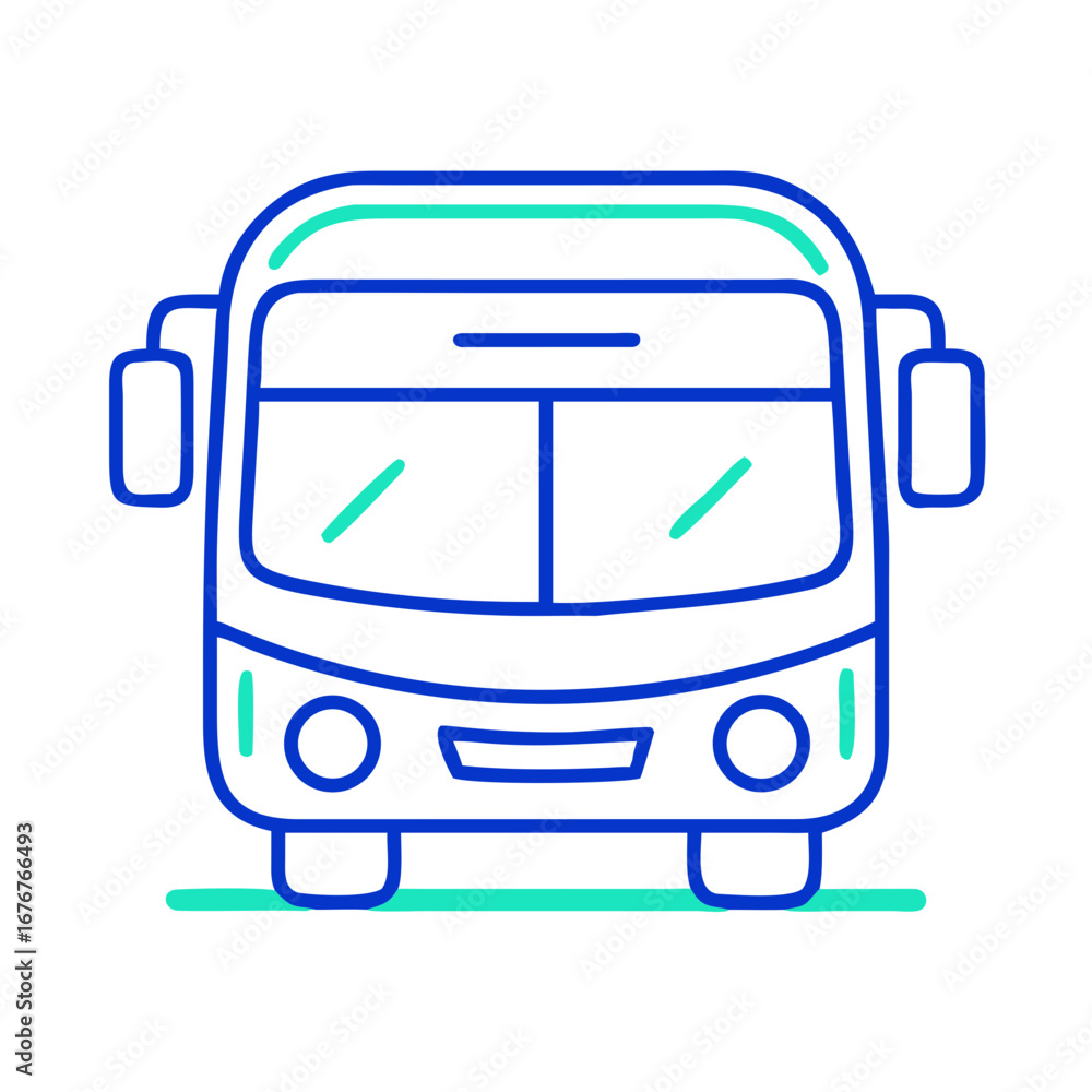 Poster bus front view line style vector icon