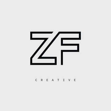 ZF Creative Letter Logo &ndash; Minimal Line Monogram in Black Outline for Modern Branding Identity Design.