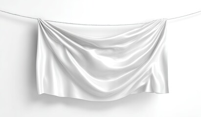 Naklejka premium Blank white fabric draped on a rope