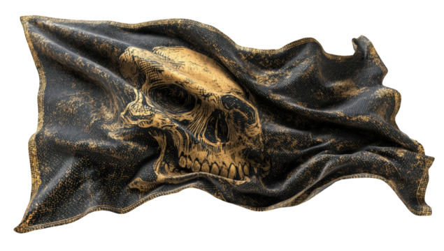 Waving pirate flag with skull