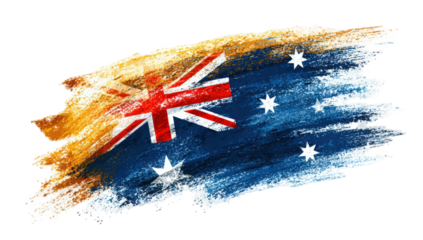 Abstract Australian flag with textured brushstrokes