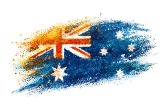 Australian flag, artistic brushstroke