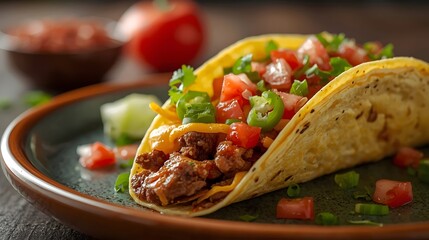 Delicious Taco Plate with Beef, Chicken, and Fresh Vegetables on National Taco Day