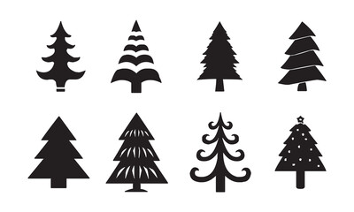 Vector illustration of a set of Christmas trees with snow, suitable for a holiday season design