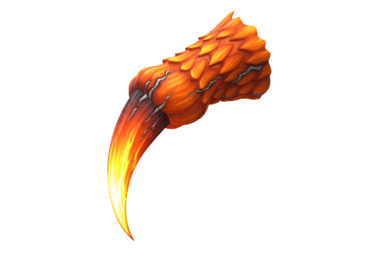 A fiery, orange-hued projectile, shaped like a pumpkin-like object with a burning, flaming appendage, thrusts forth against a black backdrop.