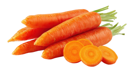 Fresh carrots with slices