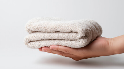 A hand holding a towel
