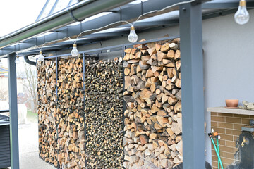 Drying wood in stands from iron for winter heating