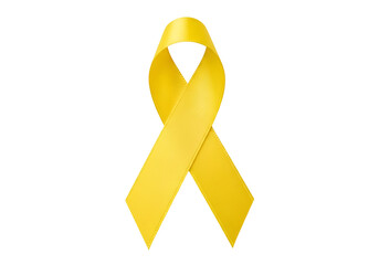 A bright yellow ribbon against a stark black background symbolizes awareness and support.
