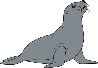 A meticulously crafted pixel art illustration showcases a gray sea lion in profile view