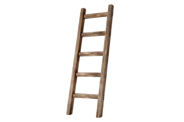 A stylized illustration of a wooden ladder.  Simple, graphic design
