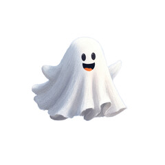 Obraz premium Cheerful Ghost Character with a Happy Expression for Halloween or Playful Design Themes