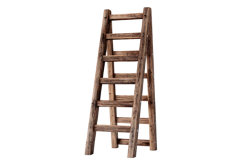 Wooden ladder against black background
