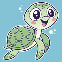 Green turtle cartoon illustration