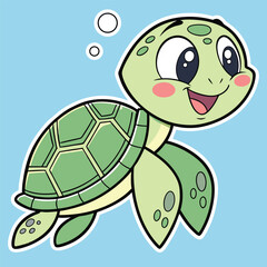 Green turtle cartoon illustration