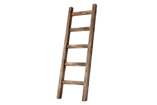 A stylized illustration of a wooden ladder. Simple, graphic design