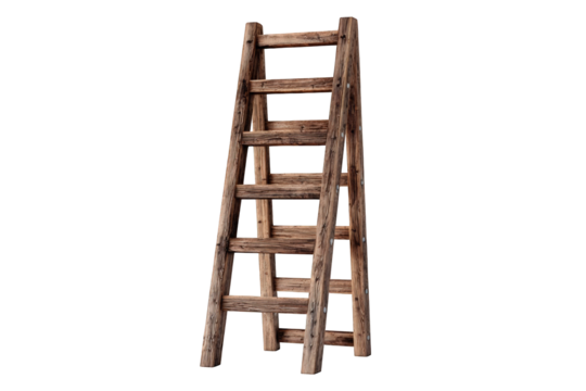 Wooden ladder against black background