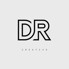 DR Creative Letter Logo &ndash; Minimal Line Monogram in Black Outline for Modern Branding Identity Design.