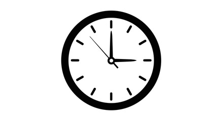 Illustration of a clock with a black border and hands indicating a specific time on a white background