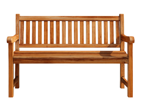 Wooden park bench, rendered image