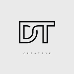 Obraz premium DT Creative Letter Logo – Minimal Line Monogram in Black Outline for Modern Branding Identity Design.