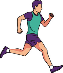  A dynamic illustration showcases a male runner in vibrant pixel art style.