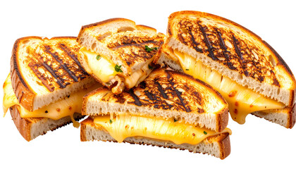  Toasted Grilled Cheese Sandwich Set, isolated on a transparent background PNG