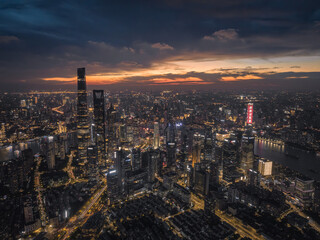 Obraz premium Shanghai city skyline at night