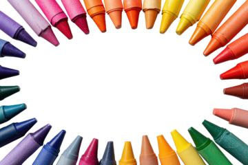 Colorful crayons arranged in a circle