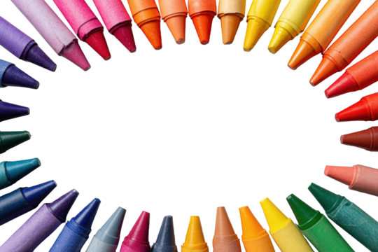 Colorful crayons arranged in a circle