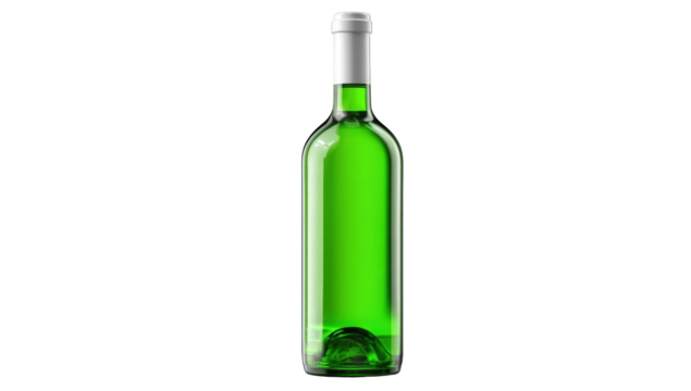 Green wine bottle against black background