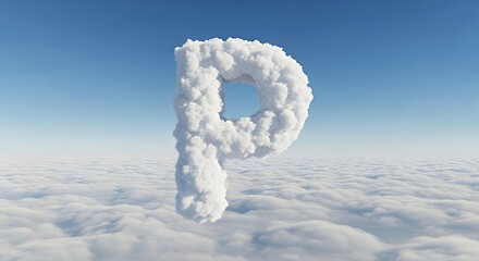 Fototapeta premium Cloud Formed Question Mark in Sky Above Cloud Layer with Blue Background