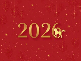 Ultra realistic Chinese New Year 2026 celebration design with festive red and gold theme