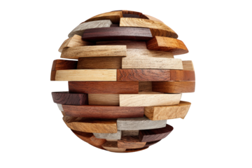 Sphere of various wood blocks